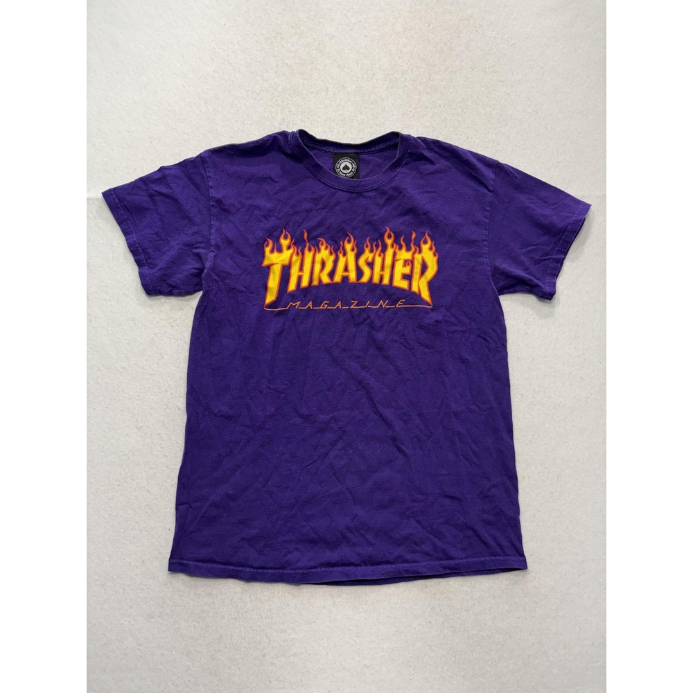 Thrasher Shirt Mens Medium Purple Flame Logo Thrasher Magazine Graphic Tee